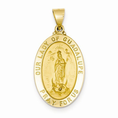 14k Gold Polished and Satin Our Lady of Guadalupe Medal pendant, Dazzling Pendants for Necklace