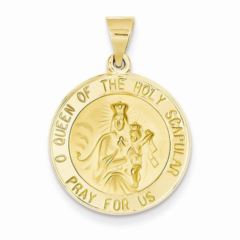 14k Gold Polished and Satin Queen of the Holy Scapular Reversible Medal Pendant, Pendants for Necklace