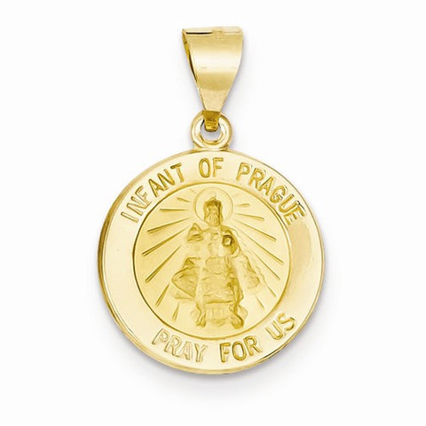 14k Gold Polished and Satin Infant of Prague Medal pendant, Stylish Pendants for Necklace