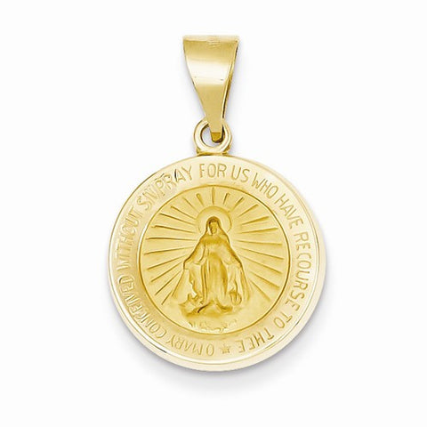 14k Gold Polished and Satin Miraculous Medal Pendant, Alluring Pendants for Necklace