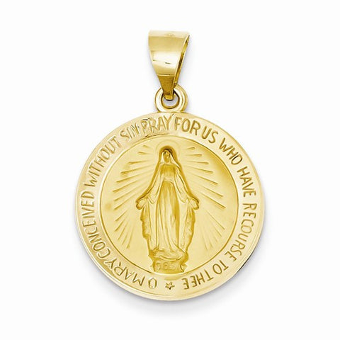 14k Gold Polished and Satin Miraculous Medal pendant, Adorable Pendants for Necklace