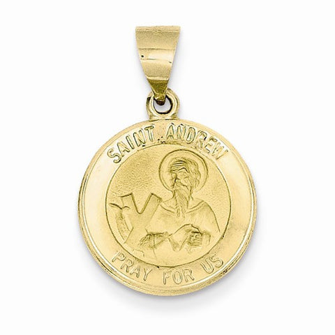 14k Gold Polished and Satin St. Andrew Medal Pendant, Pendants for Necklace