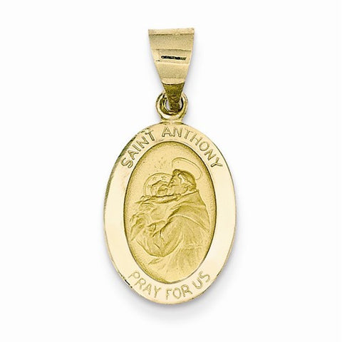 14k Gold Polished and Satin St. Anthony Medal pendant, Stylish Pendants for Necklace