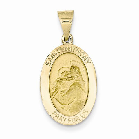 14k Gold Polished and Satin St. Anthony Medal pendant, Classy Pendants for Necklace