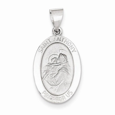 14k White Gold Polished and Satin St. Anthony Medal pendant, Appealing Pendants for Necklace