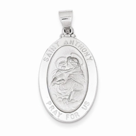 14k White Gold Polished and Satin St. Anthony Medal pendant, Adorable Pendants for Necklace