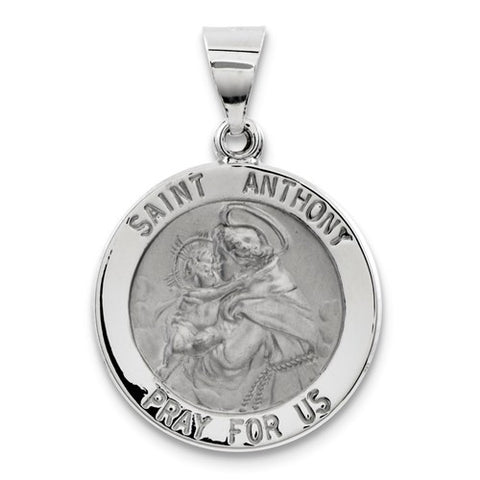 14k White Gold Polished and Satin St. Anthony Medal pendant, Beautiful Pendants for Necklace