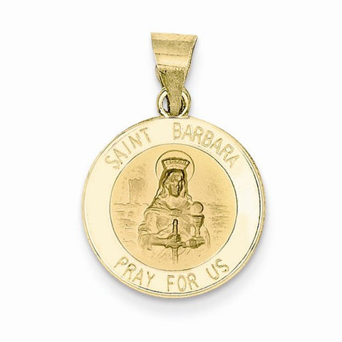 14k Gold Polished and Satin St. Barbara Medal pendant, Delightful Pendants for Necklace