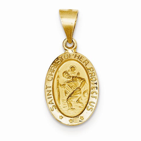 14k Gold Polished and Satin St. Christopher Medal pendant, Alluring Pendants for Necklace