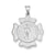 Polished and Satin St. Florian Badge Medal Pendant Charm in 14k White Gold