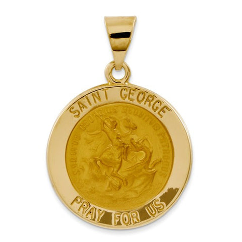 14k Gold Polished and Satin St. George Medal pendant, Dazzling Pendants for Necklace