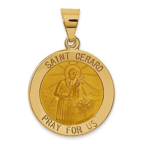 14k Gold Polished and Satin St. Gerard Medal pendant, Exquisite Pendants for Necklace