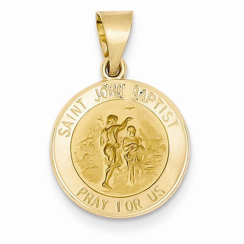 14k Gold Polished and Satin St. John Baptist Medal pendant, Gorgeous Pendants for Necklace