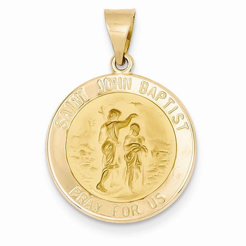14k Gold Polished and Satin St. John Baptist Medal pendant, Lovely Pendants for Necklace