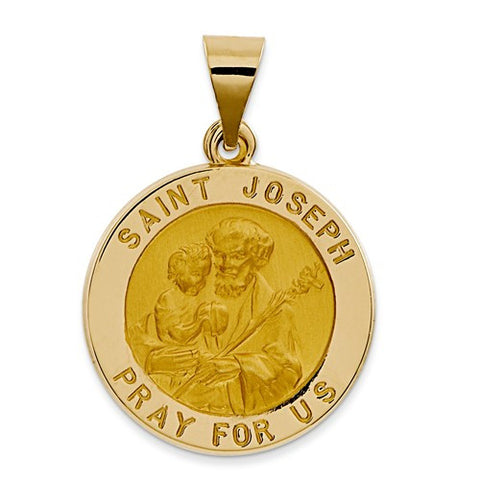 14k Gold Polished and Satin St. Joseph Medal pendant, Alluring Pendants for Necklace