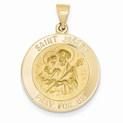 14k Gold Polished and Satin St. Joseph Medal pendant, Appealing Pendants for Necklace
