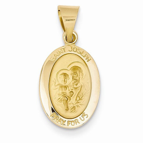 14k Gold Polished and Satin St. Joseph Medal pendant, Adorable Pendants for Necklace