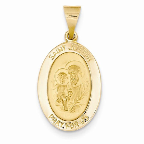 14k Gold Polished and Satin St. Joseph Medal pendant, Dazzling Pendants for Necklace