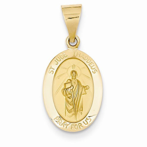 14k Gold Polished and Satin St. Jude Thaddeus Medal pendant, Pendants for Necklace