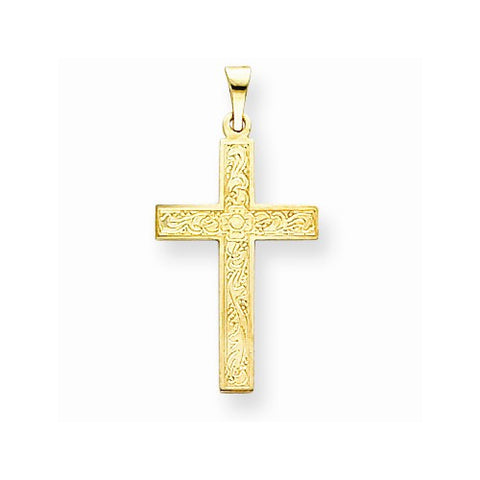 14k Gold Floral Cross pendant, Charm