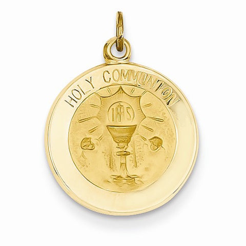 14k Gold Polished and Satin Holy Communion Medal Pendant, Pendants for Necklace