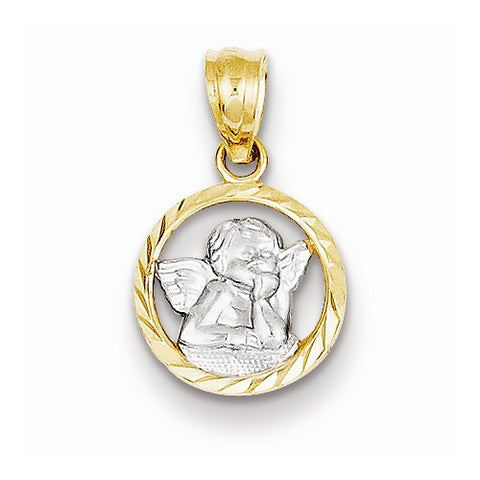 14k Yellow Gold Rhodium Plated Cherub Pendant, Pendants for Necklace