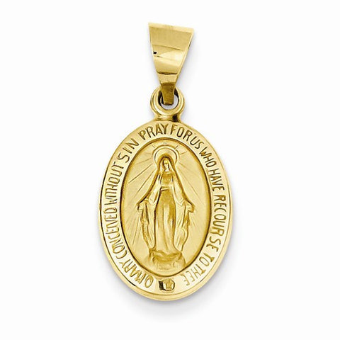 14k Gold Polished and Satin Miraculous Medal pendant, Lovely Pendants for Necklace