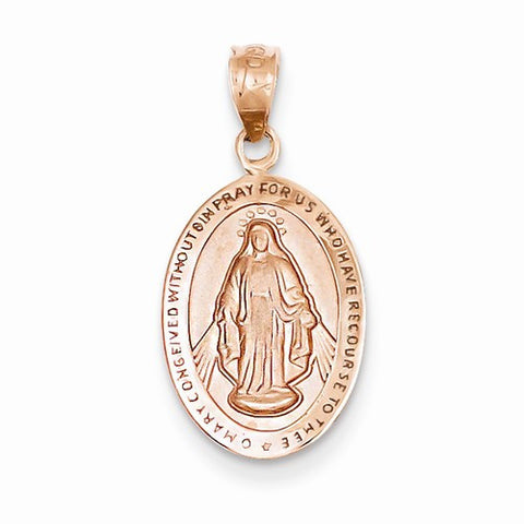 14k Rose Gold Miraculous Medal Pendant, Pendants for Necklace