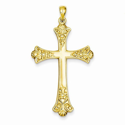 14k Gold Fleur De Lis Cross pendant, Beautiful Pendants for Necklace