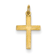 14k Gold Heart Cross Charm hide-image