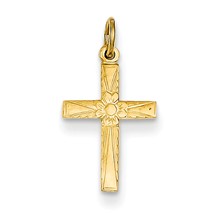 14k Gold Floral Cross Charm hide-image