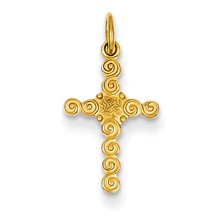14k Gold Small Polished Cross Charm hide-image