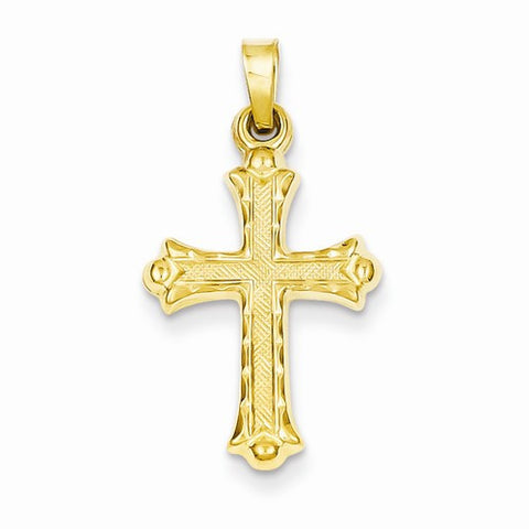 14k Gold Hollow Fleur De Lis Cross pendant, Exquisite Pendants for Necklace