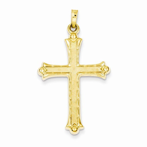 14k Gold Hollow Fleur De Lis Cross pendant, Pendants for Necklace