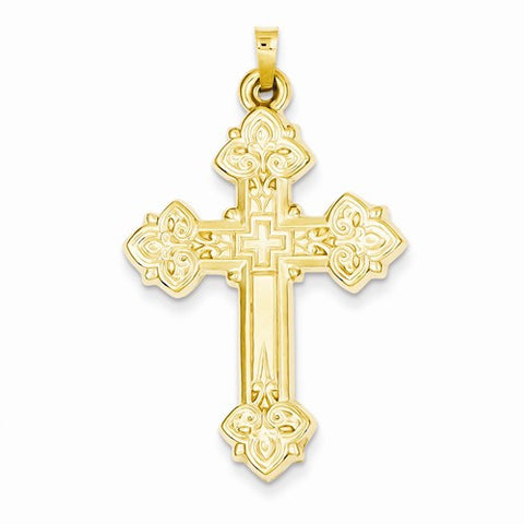 14k Gold Hollow Cross Pendant, Pretty Pendants for Necklace