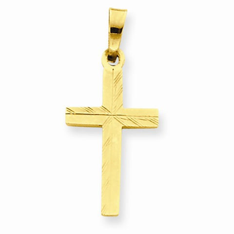 14k Gold Diamond-cut Small Hollow Cross Pendant, Pendants for Necklace