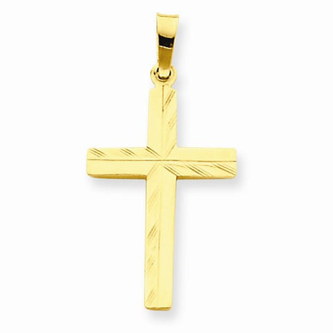 14k Gold Diamond-cut Hollow Cross Pendant, Pendants for Necklace