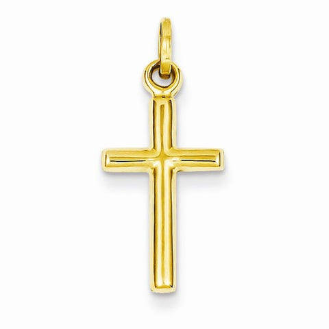 14k Gold Hollow Cross pendant, Charm