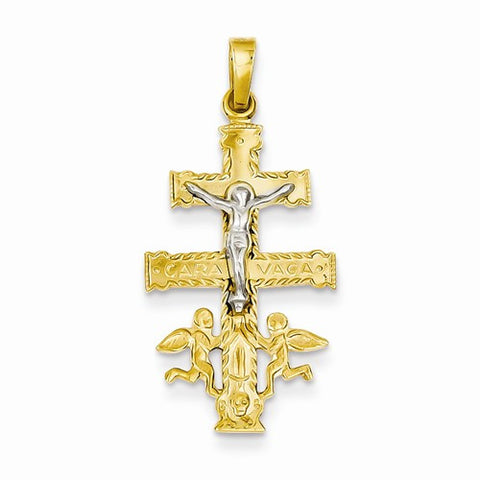 14k Gold Two-tone Cara Vaca Crucifix pendant, Lovely Pendants for Necklace