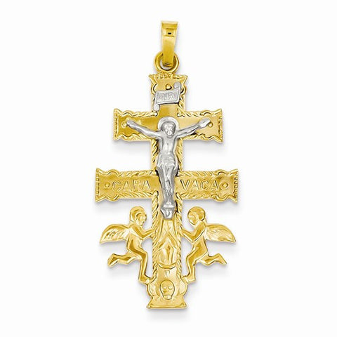 14k Gold Two-tone Cara Vaca Crucifix pendant, Stylish Pendants for Necklace