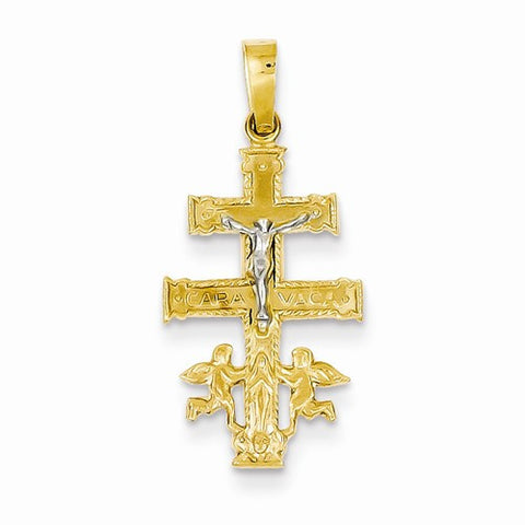 14k Gold Two-tone Cara Vaca Crucifix pendant, Classy Pendants for Necklace