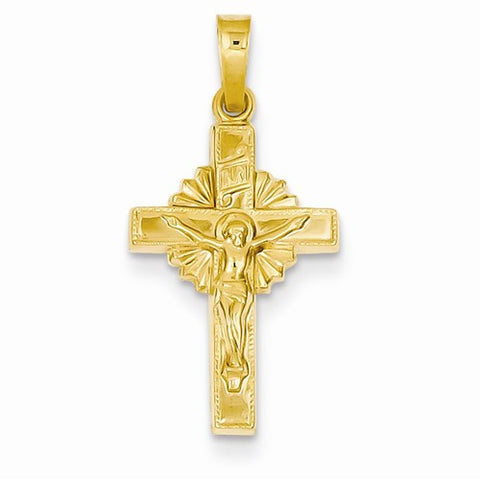 14k Gold INRI Hollow Crucifix Pendant, Alluring Pendants for Necklace