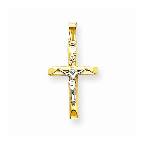 14k Gold Two-tone INRI Hollow Crucifix Pendant, Dazzling Pendants for Necklace