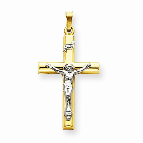 14k Gold Two-tone INRI Hollow Crucifix pendant, Pendants for Necklace
