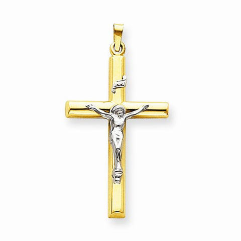 14k Gold Two-tone INRI Hollow Crucifix pendant, Pretty Pendants for Necklace