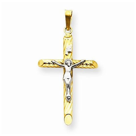 14k Gold Two-tone INRI Hollow Crucifix pendant, Gorgeous Pendants for Necklace