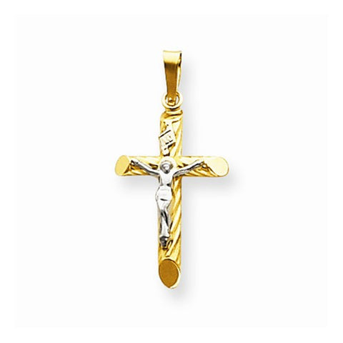 14k Gold Two-tone INRI Hollow Crucifix Pendant, Lovely Pendants for Necklace