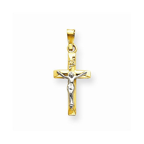14k Gold Two-tone INRI Hollow Crucifix Pendant, Appealing Pendants for Necklace