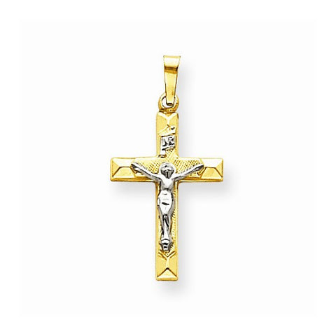 14k Gold Two-tone INRI Hollow Crucifix Pendant, Adorable Pendants for Necklace