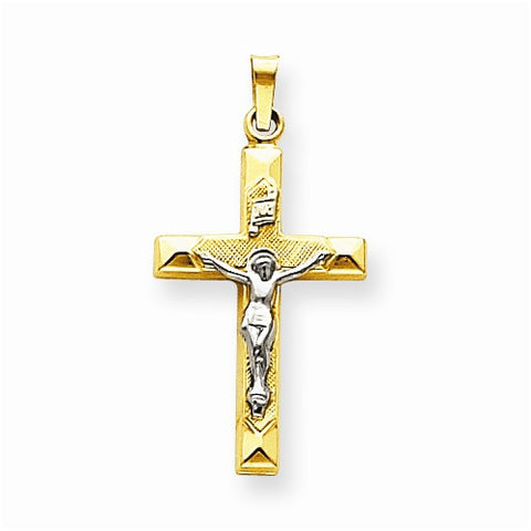 14k Gold Two-tone INRI Hollow Crucifix Pendant, Dazzling Pendants for Necklace